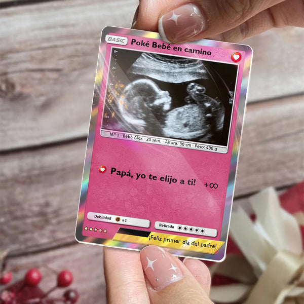 Carta personalizada para papá primerizo, futuro papá - Estilo Anime Carta Poke Basic coleccionable