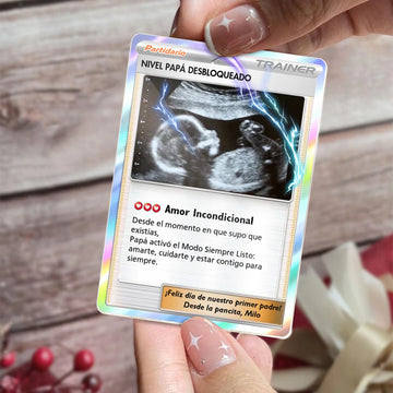 Carta personalizada para Papá Primerizo - Nivel Papá Desbloqueado  - Estilo Anime Carta Poke coleccionable