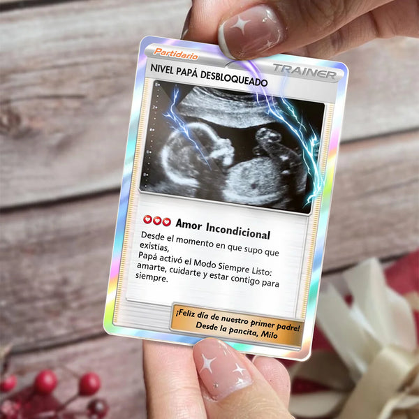 Carta personalizada para Papá Primerizo - Nivel Papá Desbloqueado  - Estilo Anime Carta Poke coleccionable