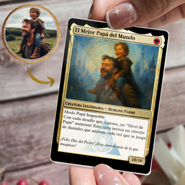 Carta personalizada para papá – Transformamos tu foto en estilo carta mágica legendaria
