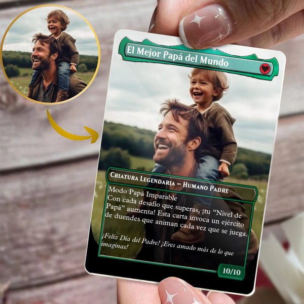 Carta personalizada para papá – Estilo cartas magic borderless
