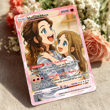 Carta personalizada para Madre - Estilo Anime Carta Poke V coleccionable