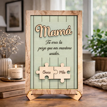 Placa de madera personalizada  - Regalos para madre, abuela - Tú eres la pieza que nos mantiene unidos