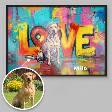 Póster Personalizado con Tu Perro – Cuadro Estilo Graffiti con Nombre – Para Amantes de Perros