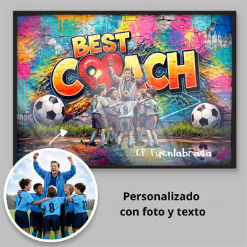 Póster Personalizado para Entrenador de Fútbol – Regalo Original con Equipo - Póster Estilo Graffiti