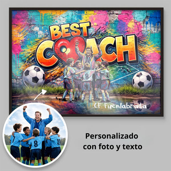 Póster Personalizado para Entrenador de Fútbol – Regalo Original con Equipo - Póster Estilo Graffiti