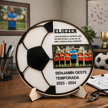 Placa de Madera Balón de Fútbol Personalizada – Regalo para Entrenador de Fútbol