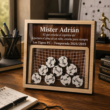 Regalo Personalizado para Entrenador de Fútbol – Placa Shaker del Equipo