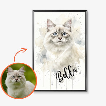 Póster personalizado de tu gato en acuarela