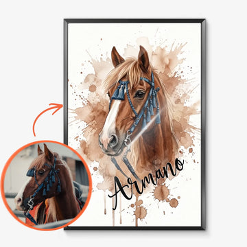 Póster personalizado de caballo en acuarela