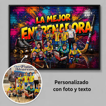 Póster Personalizado para Entrenador de Hockey Patines – Regalo Original con Equipo – Estilo Graffiti