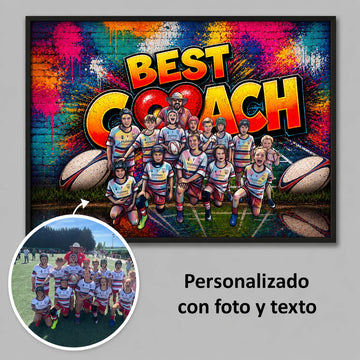 Póster Personalizado para Entrenador de Rugby – Regalo Original con Equipo – Estilo Graffiti