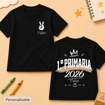 Camiseta infantil personalizada “Vuelta al Cole” con nombre y curso escolar
