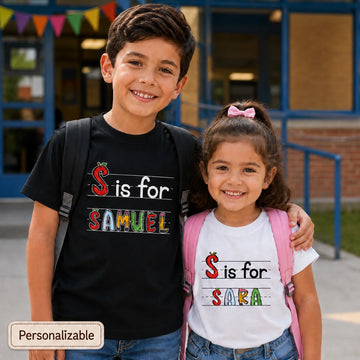 Camiseta infantil personalizada con nombre para la vuelta al cole