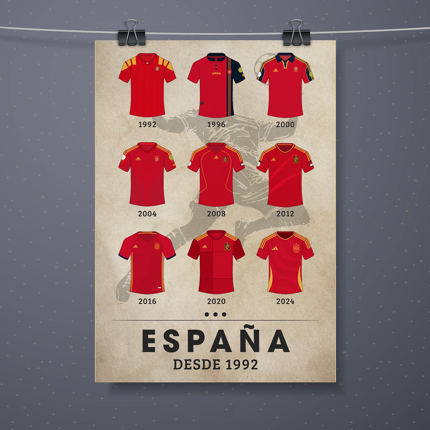 Póster Camiseta de fútbol nacional de España - Euro 2024