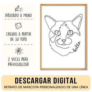 Linea arte minimalista | Disegnato a mano | Regalo personalizzato per gli amanti degli animali domestici
