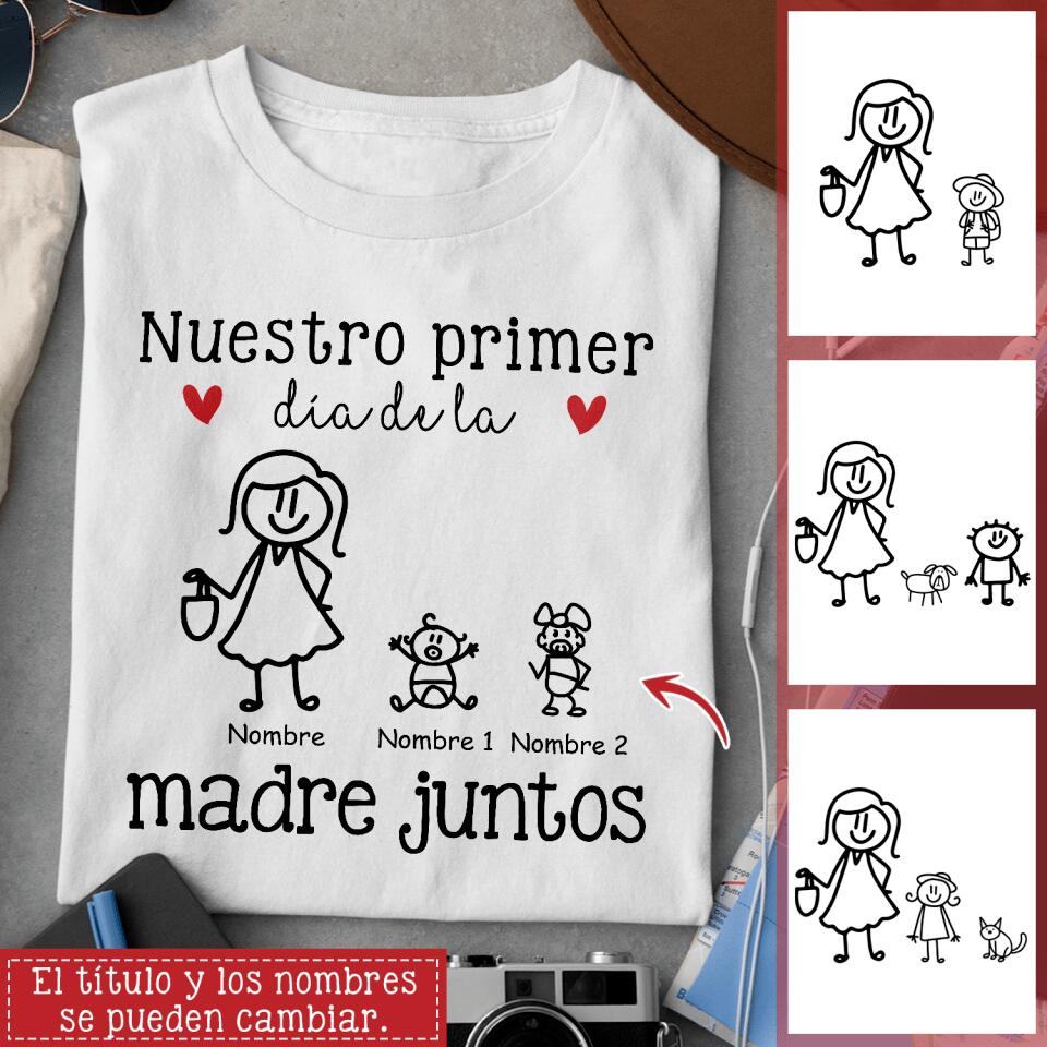 Personnalisez les T-shirts pour la nouvelle maman | Cadeau personnalisé pour les nouvelles mamans | Notre première fête des mères ensemble