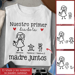 Personnalisez les T-shirts pour la nouvelle maman | Cadeau personnalisé pour les nouvelles mamans | Notre première fête des mères ensemble