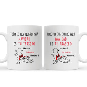 Tasse de couple personnalisée | Cadeau personnalisé pour couple | Tout ce que je veux pour Noël, c'est tes fesses