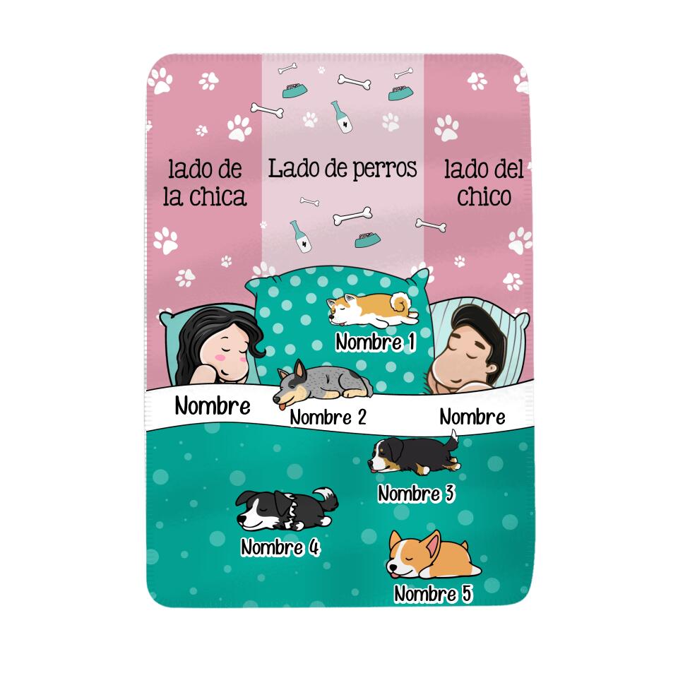 Personalizza coperte in pile per gli amanti dei cani | Regali personalizzati per gli amanti dei cani | Lato del ragazzo Lato del cane Lato della ragazza 