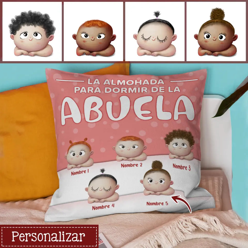 Almohada personalizada con diseño de arcoíris para abuela Momo, almohada de  abuela con nombres de niños personalizados, funda de almohada My Favorite