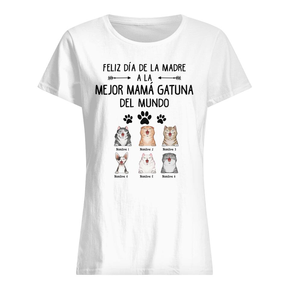 Personnalisez des T-shirts pour les mamans chats | Cadeau personnalisé pour les amoureux des chats | Bonne fête des mères à la meilleure maman chat du monde