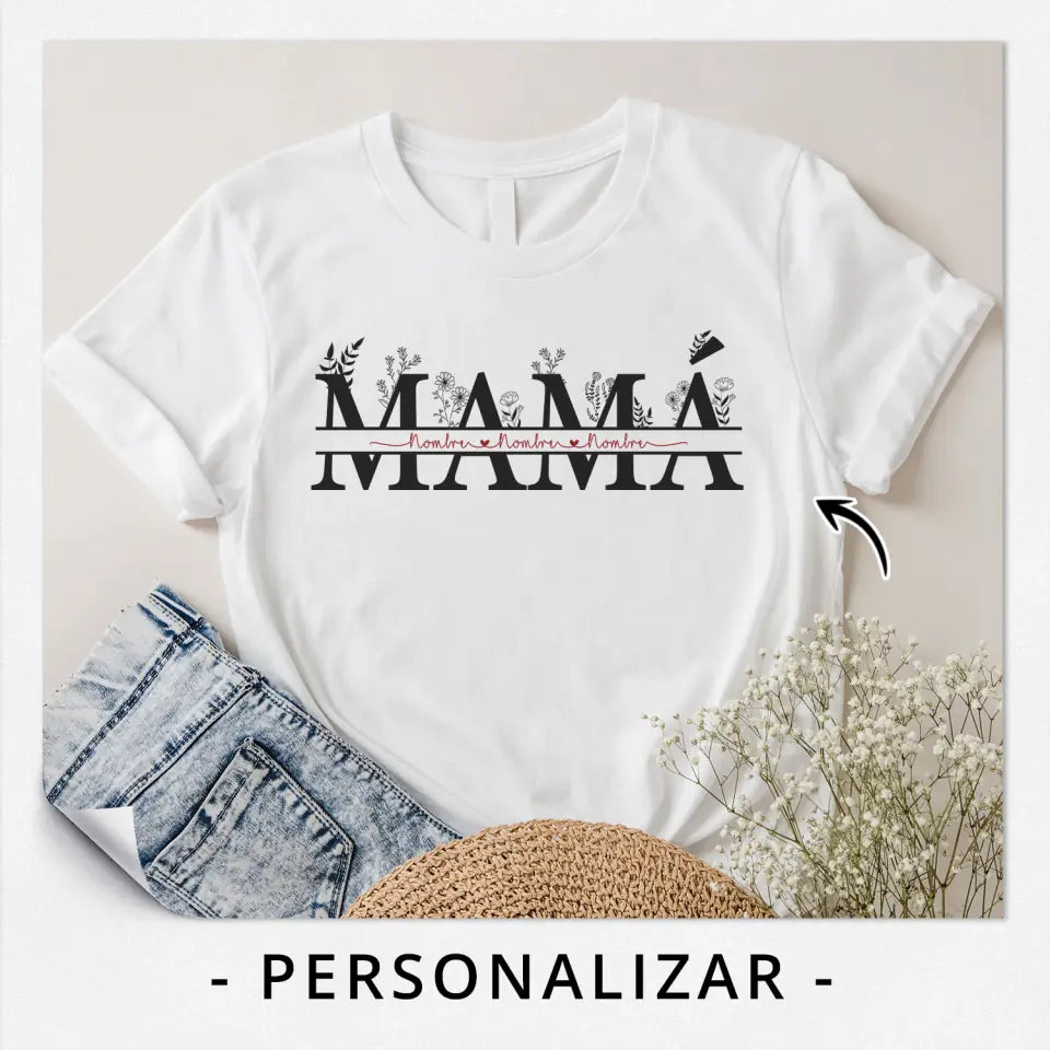 Personnalisez des T-shirts pour maman | Cadeau personnalisé pour maman | Nom de la maman et de l'enfant