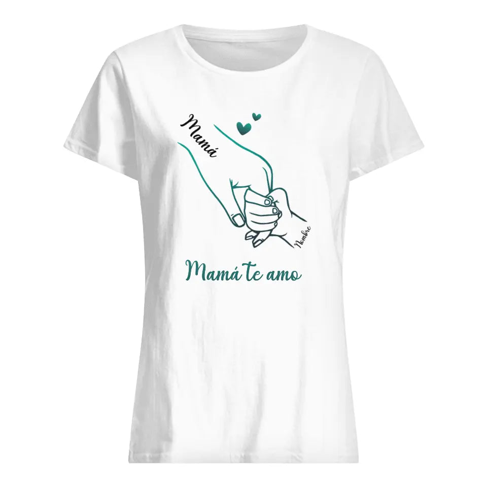 Personnalisez des T-shirts pour maman | Cadeau personnalisé pour la mère | Maman et enfant Maman je t'aime t-shirt blanc